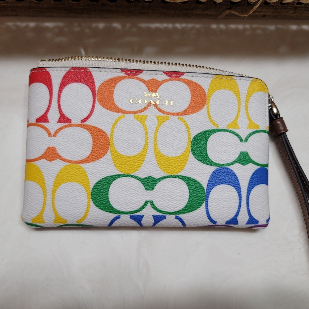 Coach Rainbow Signature Wristlet
